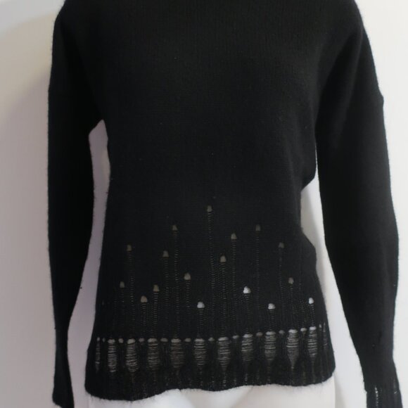 Womens Skull Cashmere Black Distressed Sweater S - Picture 2 of 9